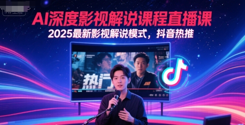 AI深度影视解说课程直播课，2025最新影视解说模式，抖音热推-赚钱驿站