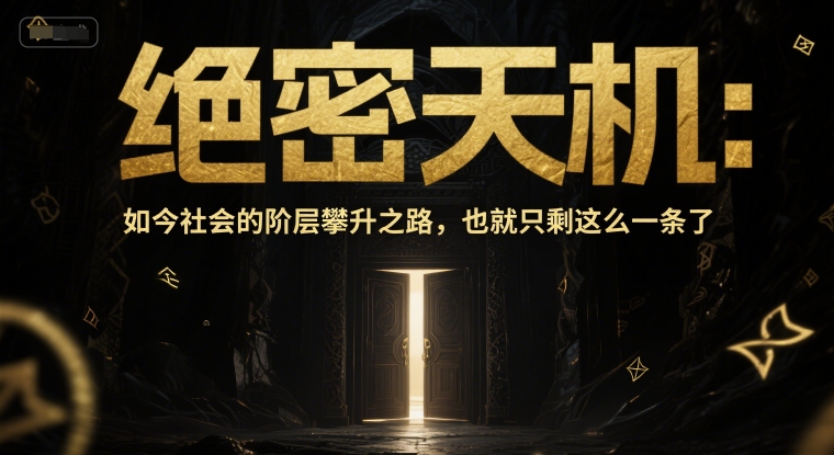 付费文章：绝密天机：如今社会的阶层攀升之路，也就只剩这么一条了-赚钱驿站