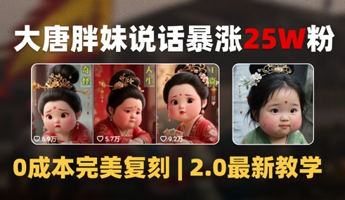 AI大唐胖贵妃说话2.0，40条视频暴涨40w粉，附独家变现攻略-赚钱驿站