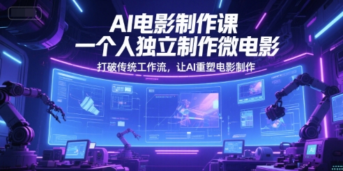 AI电影制作课，一个人独立制作微电影，打破传统工作流，让AI重塑电影制作-赚钱驿站