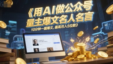 用AI做公众号流量主爆文名人名言，10分钟一篇爆文，最高月入5位数-赚钱驿站