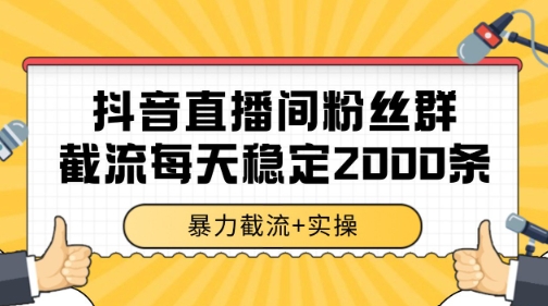 抖音直播间粉丝群暴力截流，一台电脑每天稳定2000条数据【揭秘】-赚钱驿站
