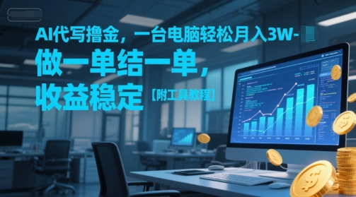 AI代写撸金，一台电脑轻松月入1-3W，做一单结一单，收益稳定【附工具教程】-赚钱驿站