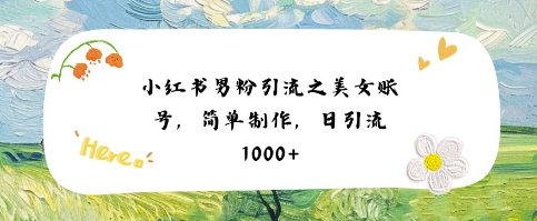 小红书男粉引流项目之美女账号6，简单制作，条条爆款原创，不违规-赚钱驿站