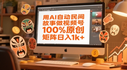 用AI自动民间故事做视频号，100%原创，矩阵日入1k+-赚钱驿站