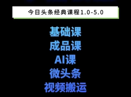 头条图文课1-5期教你头条图文写作、微头条、视频搬运变现，适合新手快速起号玩法-赚钱驿站