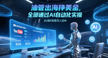 油管出海挣美金，全部通过AI自动化实操，从0到1实现月入过W-赚钱驿站