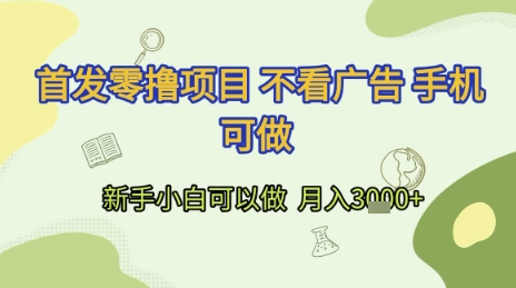 首发零撸项目 不看广告 手机可做 新手小白可以做  月入3k+【揭秘】-赚钱驿站