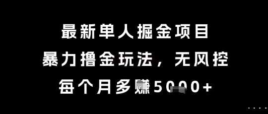 最新单人掘金项目，暴力撸金玩法，无风控，每个月多挣5k+【揭秘】-赚钱驿站