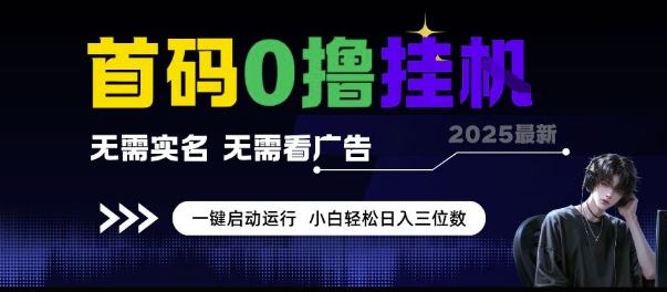 首码0撸挂G项目，无需实名无需看广告 一键启动运行，小白轻松日入三位数【揭秘】-赚钱驿站