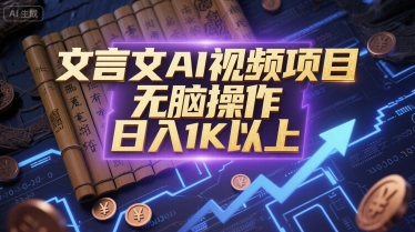 文言文AI视频项目，无脑操作，日入1K以上-赚钱驿站