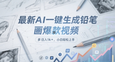 最新AI一键生成铅笔画爆款视频，多平台分发，日 入1k+，小白轻松上手【揭秘】-赚钱驿站