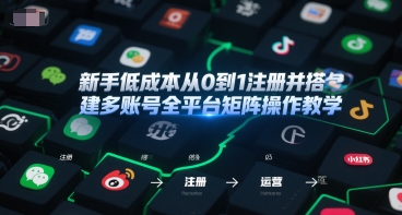 新手低成本从0到1注册并搭建多账号全平台矩阵操作教学，手机号-邮箱-IP-工具-赚钱驿站