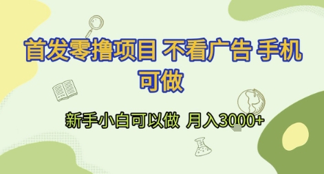 首发零撸项目 不看广告 手机可做 新手小白可以做  月入3k+【揭秘】-赚钱驿站