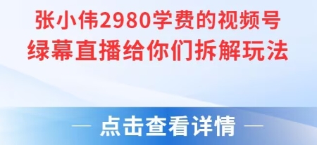 张小伟2980付费额视频号绿幕直播给你们拆解玩法-赚钱驿站