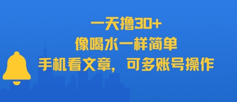 一天撸30+，像喝水一样简单，手机看文章，可多账号操作-赚钱驿站