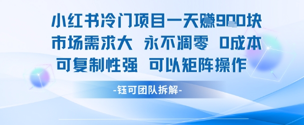 小红书冷门项目一天收益9张，市场需求大，0成本，可复制性强可以矩阵操作-赚钱驿站