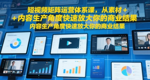 短视频矩阵运营体系课，从素材+内容生产角度快速放大你的商业结果-赚钱驿站