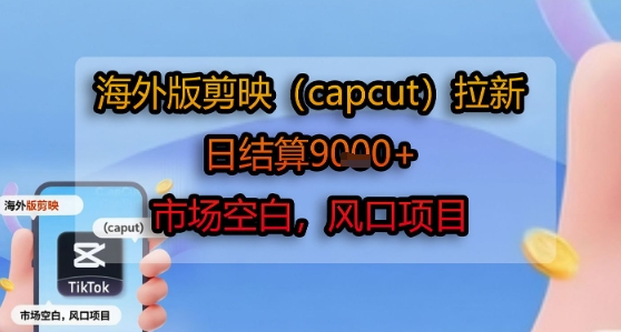 海外版剪映(capcut)拉新，日结算1k+，市场空白，风口项目-赚钱驿站