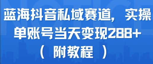 蓝海抖音私域赛道，实操单账号当天变现288+(附教程)-赚钱驿站