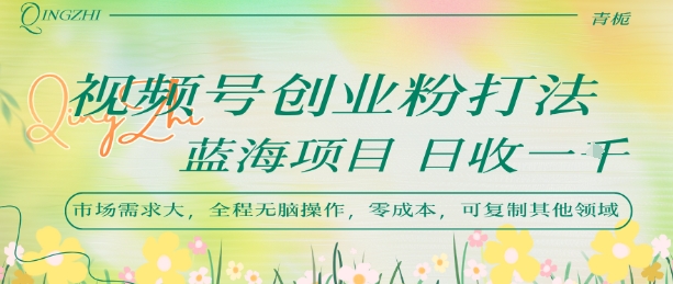 视频号创业粉打法，日入1k，蓝海项目，市场需求大，全程无脑操作，可复制-赚钱驿站