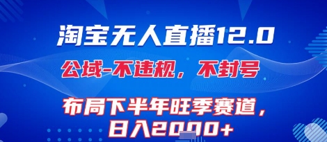 淘宝无人直播12.0，不封号，不违规，布局下半年旺季赛道，日入1k+(独家技术)【揭秘】-赚钱驿站