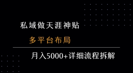 私域做天涯神贴 多平台布局 月入5k+详细流程拆解-赚钱驿站