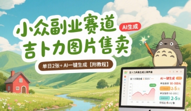 小众副业赛道 吉卜力图片售卖 单日2张+ AI一键生成【附教程】-赚钱驿站