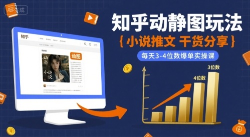 小说推文干货分享之知乎动静图玩法，每天3-4位数爆单实操课-赚钱驿站