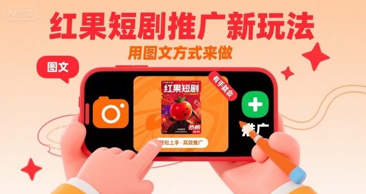 红果短剧推广新玩法，用图文方式来做，有手就会-赚钱驿站