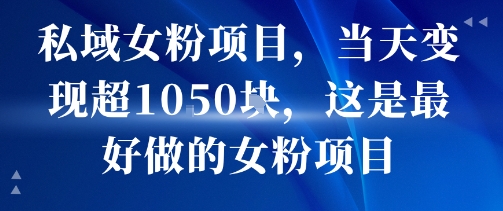 私域女粉项目，当天变现超1k，这是最好做的女粉项目，可放大操作-赚钱驿站