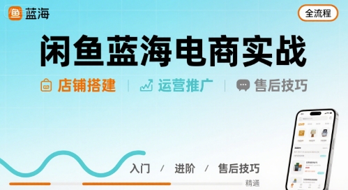 闲鱼蓝海电商实战，店铺搭建运营售后全流程-赚钱驿站