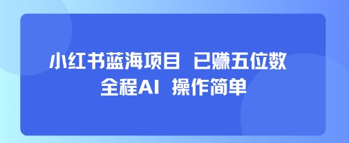 小红书蓝海项目，全程AI，操作简单，已挣五位数-赚钱驿站