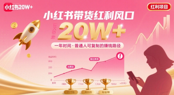 一年时间靠小红书带货项目年入20w+，最不能错的大红利项目-赚钱驿站