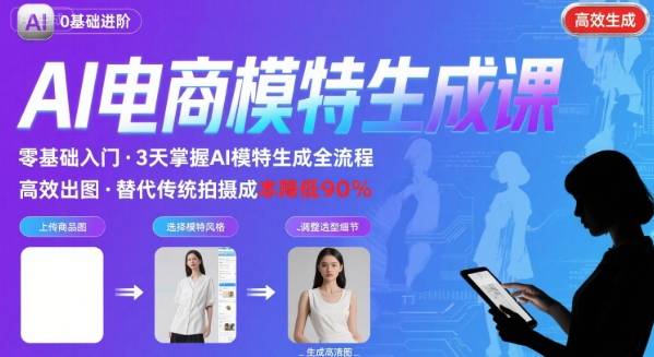 AI模特进阶课程，0基础高效生成逼真电商模特图-赚钱驿站