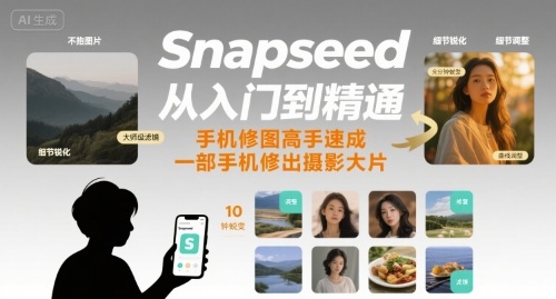 Snapseed从入门到精通，手机修图高手速成，一部手机就能修出摄影大片-赚钱驿站