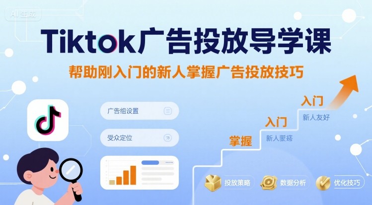 Tiktok广告投放导学课，帮助刚入门的新人掌握广告投放技巧-赚钱驿站