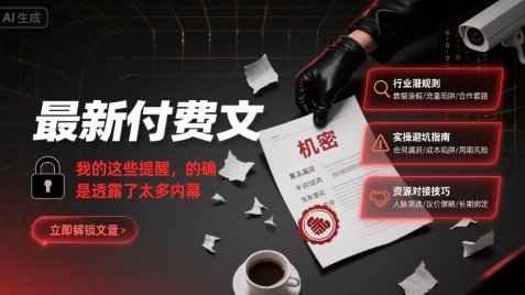 最新付费文：我的这些提醒，的确是透露了太多内幕-赚钱驿站