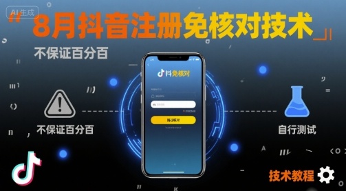 8月抖音注册免核对技术，不保证百分百，自测-赚钱驿站