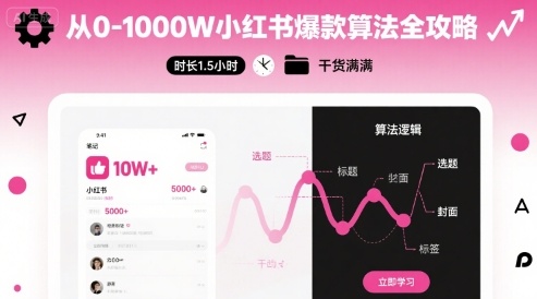 从0-1000W小红书爆款算法全攻略，时长1.5小时，干货满满-赚钱驿站