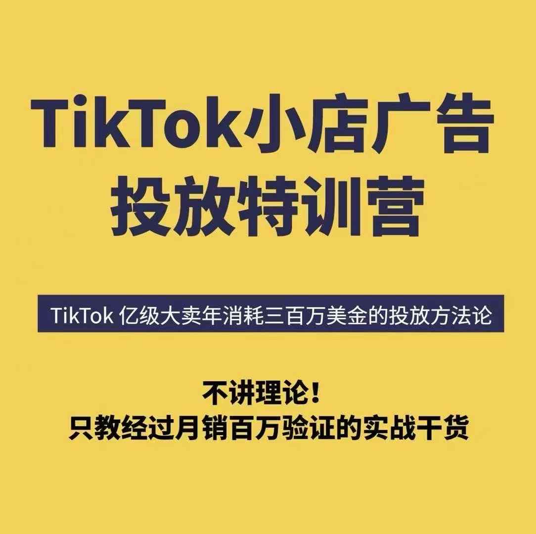 TikTok小店广告投放特训营，6天破局计划专治各种“投不动”，教你经过月销百万验证的实战干货-赚钱驿站