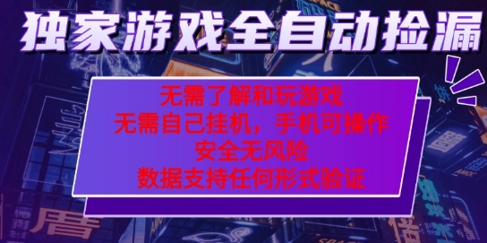 游戏全自动捡漏项目，最新独家玩法，每天操作几十分钟，无任何难度，当天见收益【揭秘】-赚钱驿站