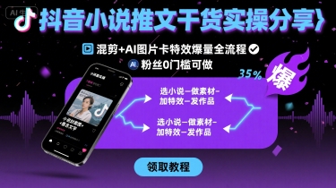 抖音小说推文干货实操分享，混剪+AI图片卡特效爆量全流程，0粉丝0门槛可做-赚钱驿站