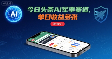 今日头条AI军事赛道，单日收益多张 ，手机可做【附指令】-赚钱驿站