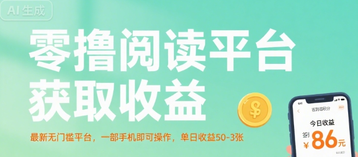 零撸阅读平台获取收益，最新无门槛平台，一部手机即可操作，单日收益50-3张【揭秘】-赚钱驿站