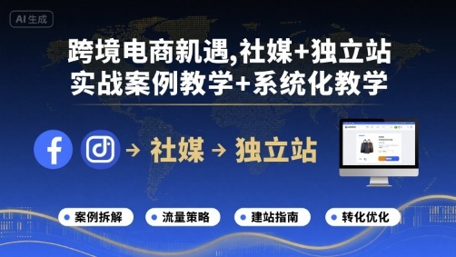 跨境电商新机遇，社媒+独立站，实战案例教学+系统化教学-赚钱驿站