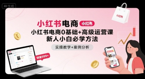 小红书电商0基础+高级运营课，新人小白必学方法，实操教学+案例分析-赚钱驿站