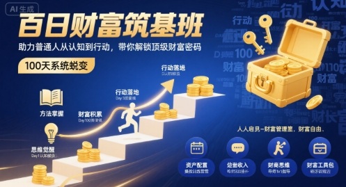 百日财富筑基班，助力普通人从认知到行动，带你解锁顶级财富密码-赚钱驿站