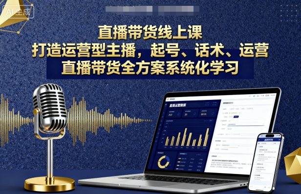 直播带货线上课，打造运营型主播，起号、话术、运营，直播带货全方案系统化学习-赚钱驿站