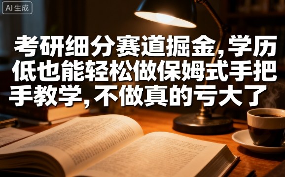 考研细分赛道掘金，日入1k+，学历低也能轻松做保姆式手把手教学，不做真的亏大了【揭秘】-赚钱驿站